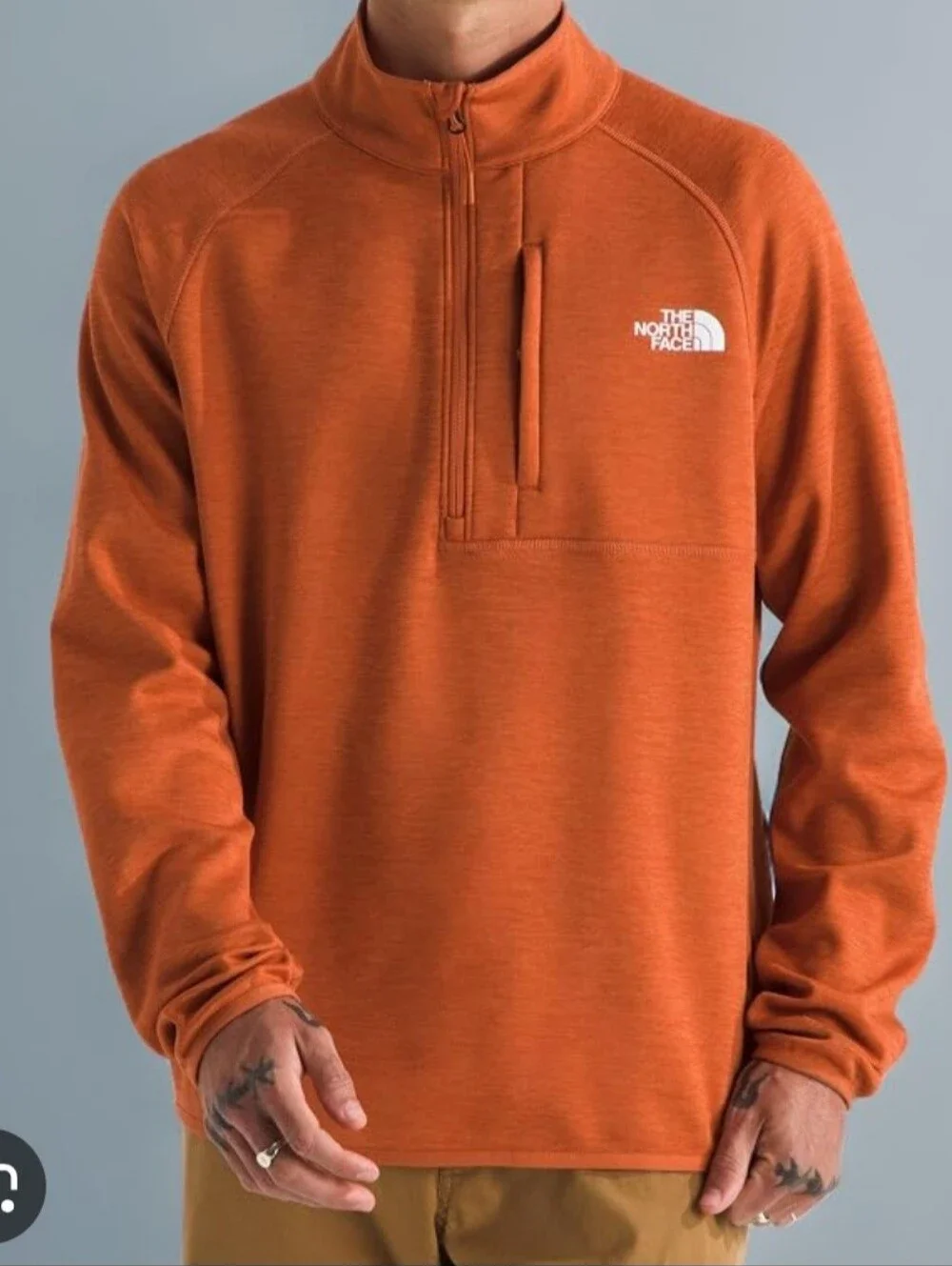 The North Face Orange Half-Zip Performance Fleece Pullover Size M.